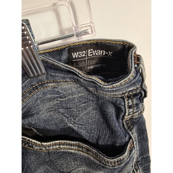 Evan-X Mens Slim Stretch Jeans W32 L30 Basic Blue Wash Denim - Picture 5 of 8
